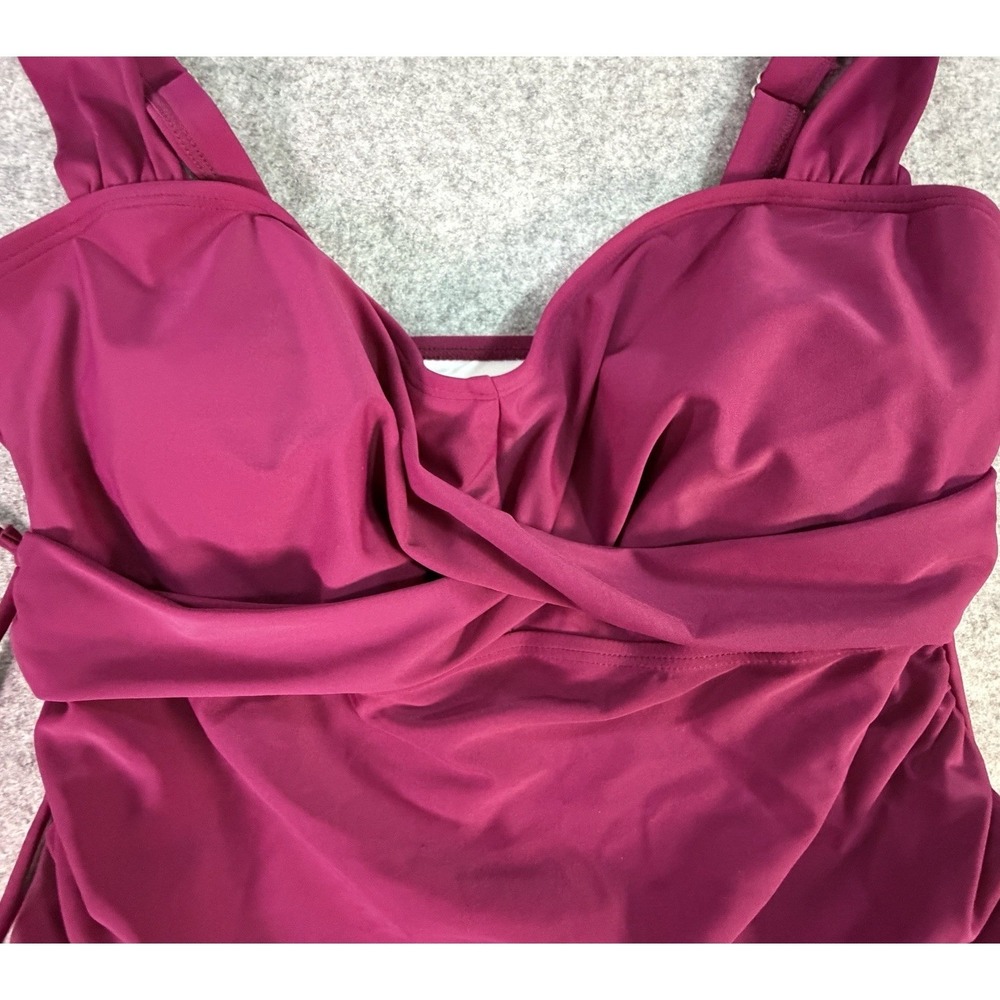 NWT B2PRITY Women's Plus Size Tummy‎ Control Ruched Tankini Swim Top Berry XL